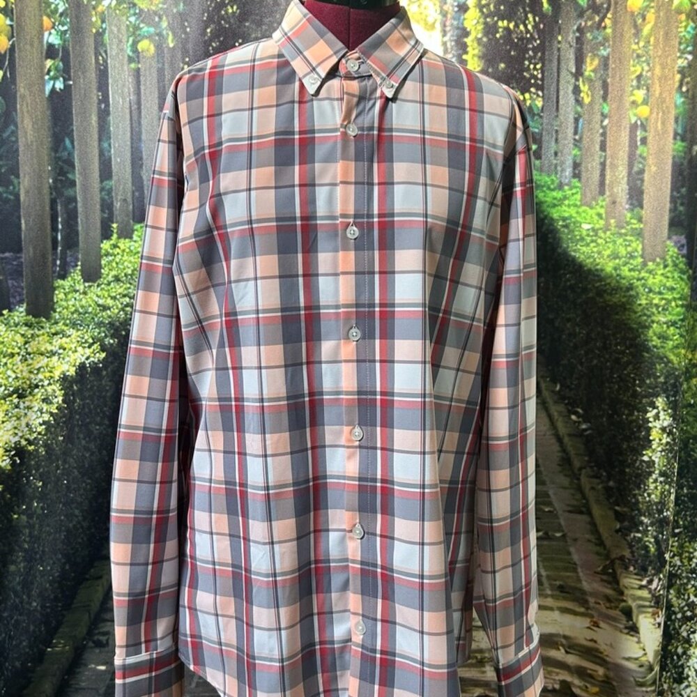 Leeward Mizzen and Main Trim Fit Plaid Mens Button Up Shirt Size M